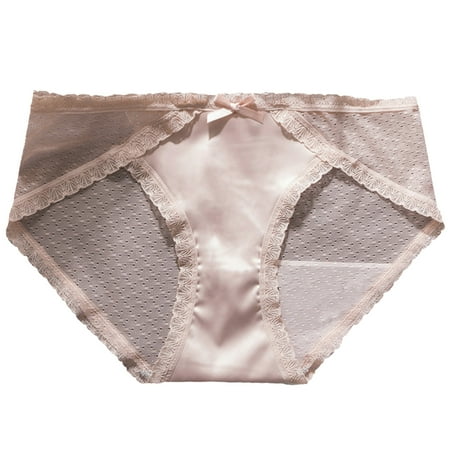 

NECHOLOGY Women Lace Panties Ultra Thin Bag Mesh Mid Waist Panties Womens Underwear Packs Boy Shorts Underpants Pink Medium