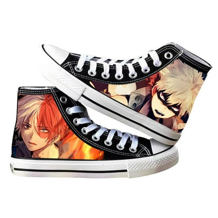 

Anime Casual Shoes My Hero Academia Canvas Shoes High Top Izuku Shoto Katsuki Might Pattern Sneaker Hand Painted Campus Casual Shoes Unique Gifts for Anime Fans