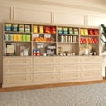 thumbnail image 3 of 71" Tall Farmhouse Kitchen Pantry Storage Cabinet, Food Hutch with Drawers, Adjustable Shelves, and Countertop for Dining Room, Brown 4PCS, 3 of 9