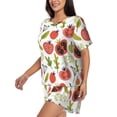 thumbnail image 2 of Rocae Tomatoes for Two Piece Sleepwear Pajamas Sets for Women Soft Short-Sleeved Pjs with Lounge Shorts, 2 of 9