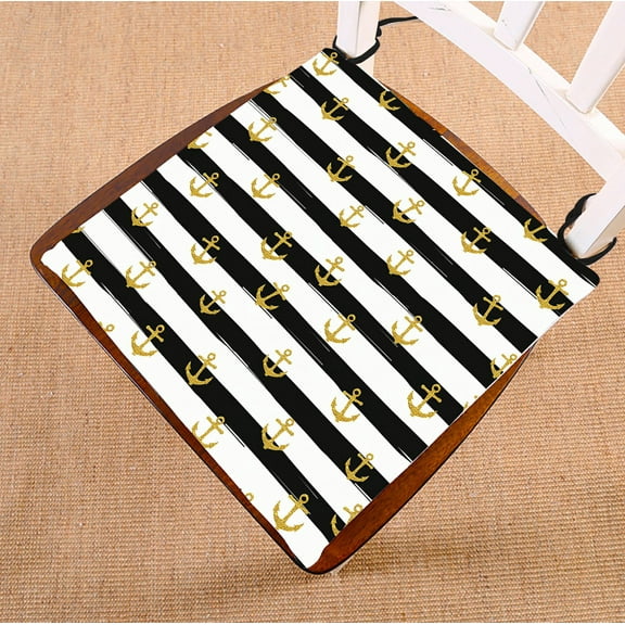 ABPHQTO Pretty Summer Gold Glitter Confetti Striped Chair Pad Seat Cushion Chair Cushion Floor Cushion Two Sides Printing 16x16 Inch