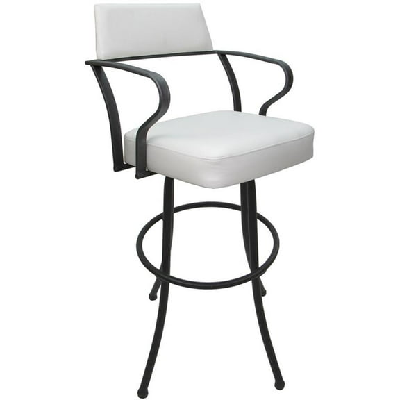 Carolina Extra Tall 34" Swivel Metal Bar Stool - White Vinyl - Gray Metal