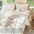 thumbnail image 6 of MooMee Duvet Cover Set Cal-King 100% Washed Cotton Linen Like Textured Breathable Soft Lightweight 3-Piece (Off White, 104"x98"), 6 of 9