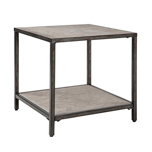 Modhaus Living Industrial Rustic Concrete Top Square Accent Bunching Coffee Table With Graphite Finish Metal Frame Includes Pen Walmart Com Walmart Com