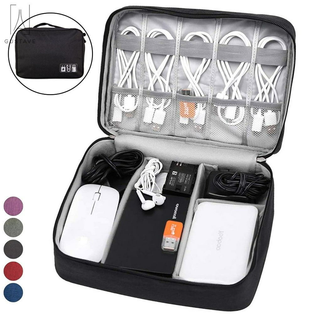 GustaveDesign Cable Organizer Case, Waterproof Electronic Double Layer
