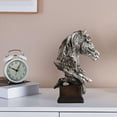 thumbnail image 3 of Estatua de cabeza de caballo para decoración de sala de estar, mesa de escritorio, vitrina para vinos Plata, 3 of 8