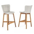 thumbnail image 3 of GZXS Outdoor Barstools Set of 2, PE Wicker Counter Height Chairs with Acacia Wood Legs, All-Weather Patio Seating for Patio, Deck, Garden, Light Gray, 3 of 10