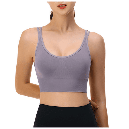 Fulorrnie Bras for Women Plus Size Supportive No Underwire Comfort Back Smoothing Multiway Sport Moisture Wicking Compression Bra Purple L
