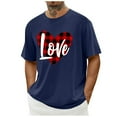 thumbnail image 2 of UVEASISHA Mens Valentine's Day Shirt Plaid Love Heart Print T-Shirts Summer Short Sleeve Crewneck Graphic Tees Regular Fit Fashion Vacation Tshirt Navy M, 2 of 5