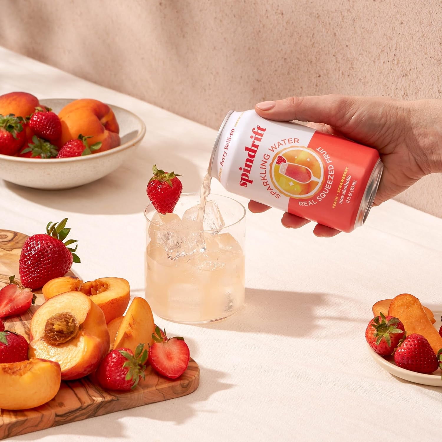Spindrift Sparkling Water, Berry Belli-no Flavored, Made with Real Squeezed Fruit, 12 fl oz, 8 Count, No Sugar Added, 13 Calories per Can