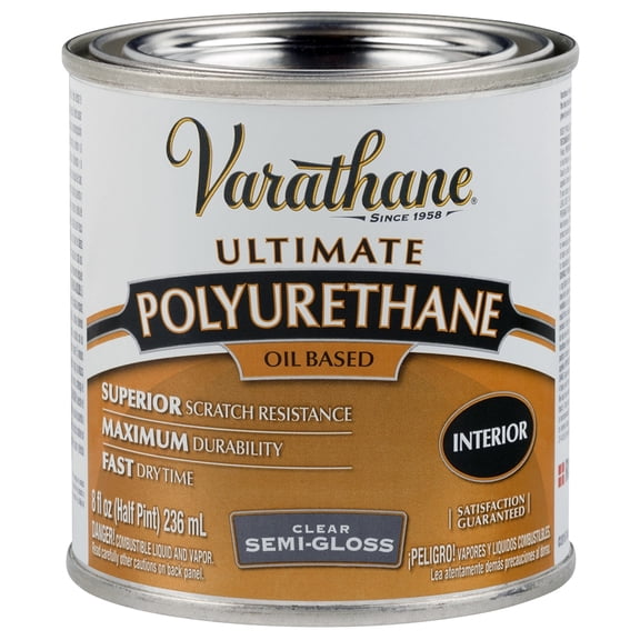 Clear, Varathane Ultimate Oil-Based Interior Polyurethane, Semi-Gloss-6061H, Half Pint