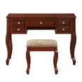 thumbnail image 2 of Poundex Furniture Wood Vanity Set with Stool and Mirror in Cherry, 2 of 4