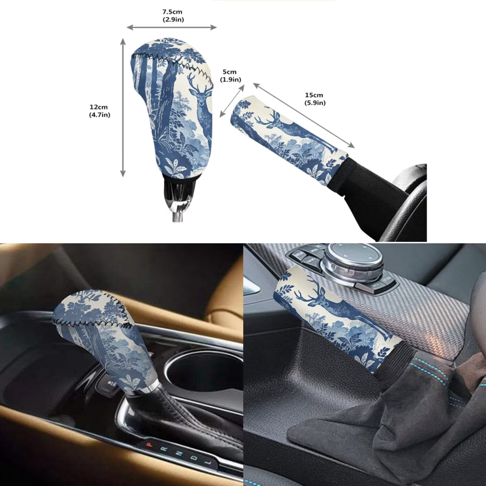 Chririnla Deer Tree Car Accessories Full Set Pack of 14 Breathable Car Front Back Seats Covers Sets with Gear Shift Pad, Shoulder Pads, Steering Wheel Cover, Auto Interior Essentials