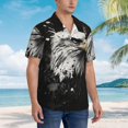 thumbnail image 3 of Balery Ink Style Bald Eagle Camisas hawaianas de manga corta para hombre, camisas playeras de corte holgado, camisas de vacaciones con botones,X-Large, 3 of 7