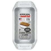 Handi-Foil Super King Aluminum Foil Loaf Pan with Handles and Lid, 2 count per pack.