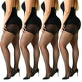 thumbnail image 2 of Manzi 4 Pack Plus Size Pantyhose for Women Sheer Stocking Black XL, 2 of 7