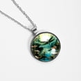 thumbnail image 4 of Dragonfly Elegant Glass Design Circular Pendant Necklace - Stylish Statement Necklaces, 4 of 5