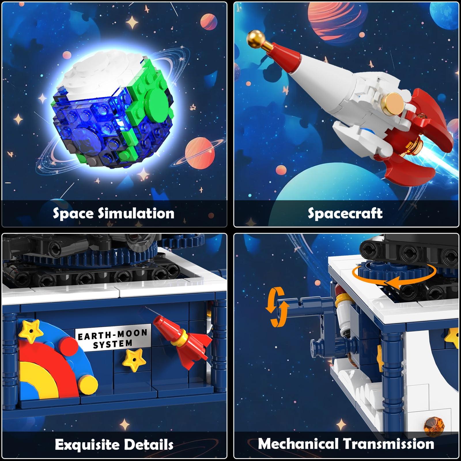 CUBIMANA Planet Building Block Set, Rotatable Earth Exploration Educational Toys for Kids Aged 6+
