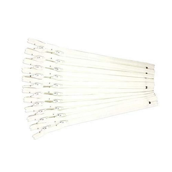 9 Inch White Color YKK Zippers Number 3 Nylon Coil Set of 20 Pieces