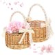 thumbnail image 1 of wonima44 2 Pcs Wicker Rattan Flower Girl Basket Wedding Flower Girl Basket with Lace Handle and Bow Fairy Flower Basket Handwoven Easter Basket Wicker Basket for Wedding Flower Girl (Brown), 1 of 1