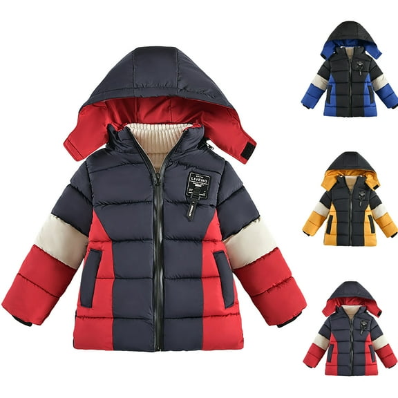 Mepaouo Kids Boy's Winter Coat Fleece Lined Waterproof Down Jacket Toddler Puffy Hooded Outwear Blue 18-24 Months