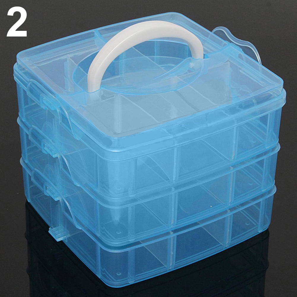Plastic 3 Layers 18 Compartment Craft Beads Jewellery Storage Box Case Container 