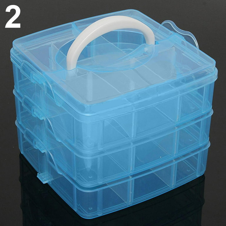 Walbest 3 Layers 18 Compartments Plastic Clear Craft Organizer Box, Storage  Box Container Jewelry Beads Fishing Tackle Organizer Case(6.5 x 6.5 x  5.12) 