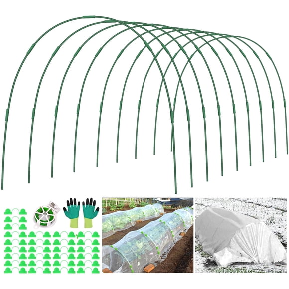 45 Pcs Greenhouse Hoops for Raised Beds, 9 Sets Garden Hoops Grow Tunnel Rust-Free Fiberglass Hoop House Kit, Plant Support Garden