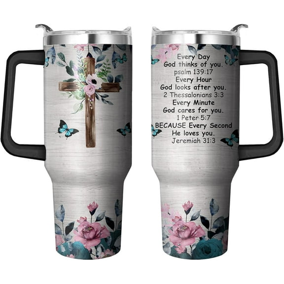 40 Oz Christian Tumbler for Women, Christian Coffee Mugs for Women of the Bible Drink Cup, Inspirational Insulated Christian Mugs Religious Gifts for Women, Faith Tumbler Christian Gifts for Women