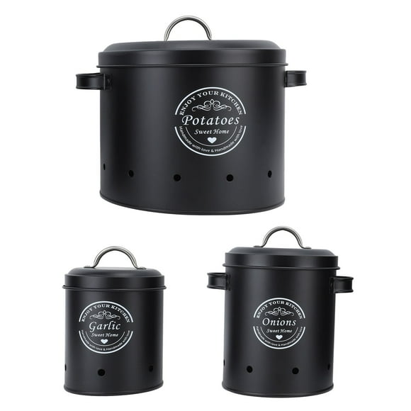 Potato and Onion Storage Bin, Kitchen Storage Canister Set with Lids, Countertop Potato Onion Garlic Keeper, Fruit Vegetable Storage Containers Jars for Pantry & Kitchen Counter