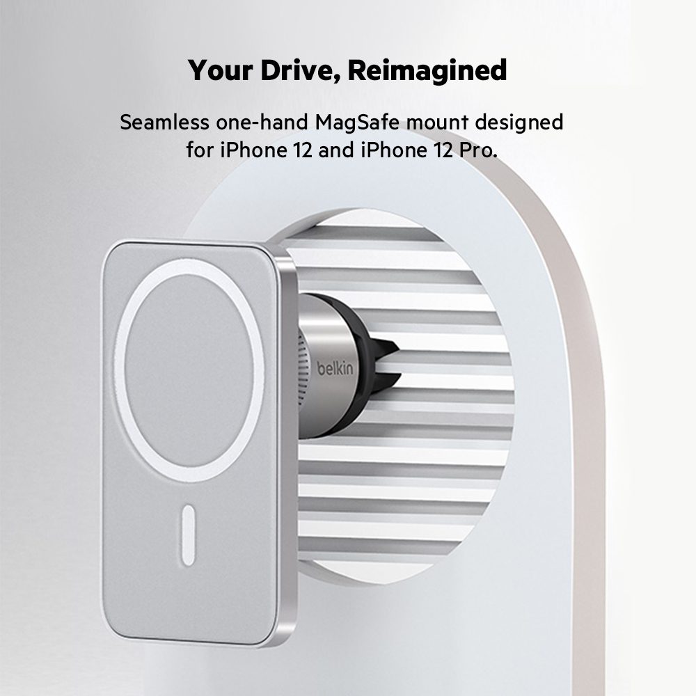 Belkin MagSafe Vent Mount Pro - for Car, Magnetic Phone Holder Compatible with iPhone 15, iPhone 15 Pro, iPhone 15 Pro Max, iPhone 14 Series, iPhone 13 Series, and Mini - Gray - image 5 of 13
