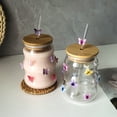 thumbnail image 6 of Square Glass Drinking Cups With Lids & Heat Transparent Tumbler Glass Cup With Bow Cold Drinks Cup For Juice Milk Coffee Suitable For Home Bar Party, 6 of 7