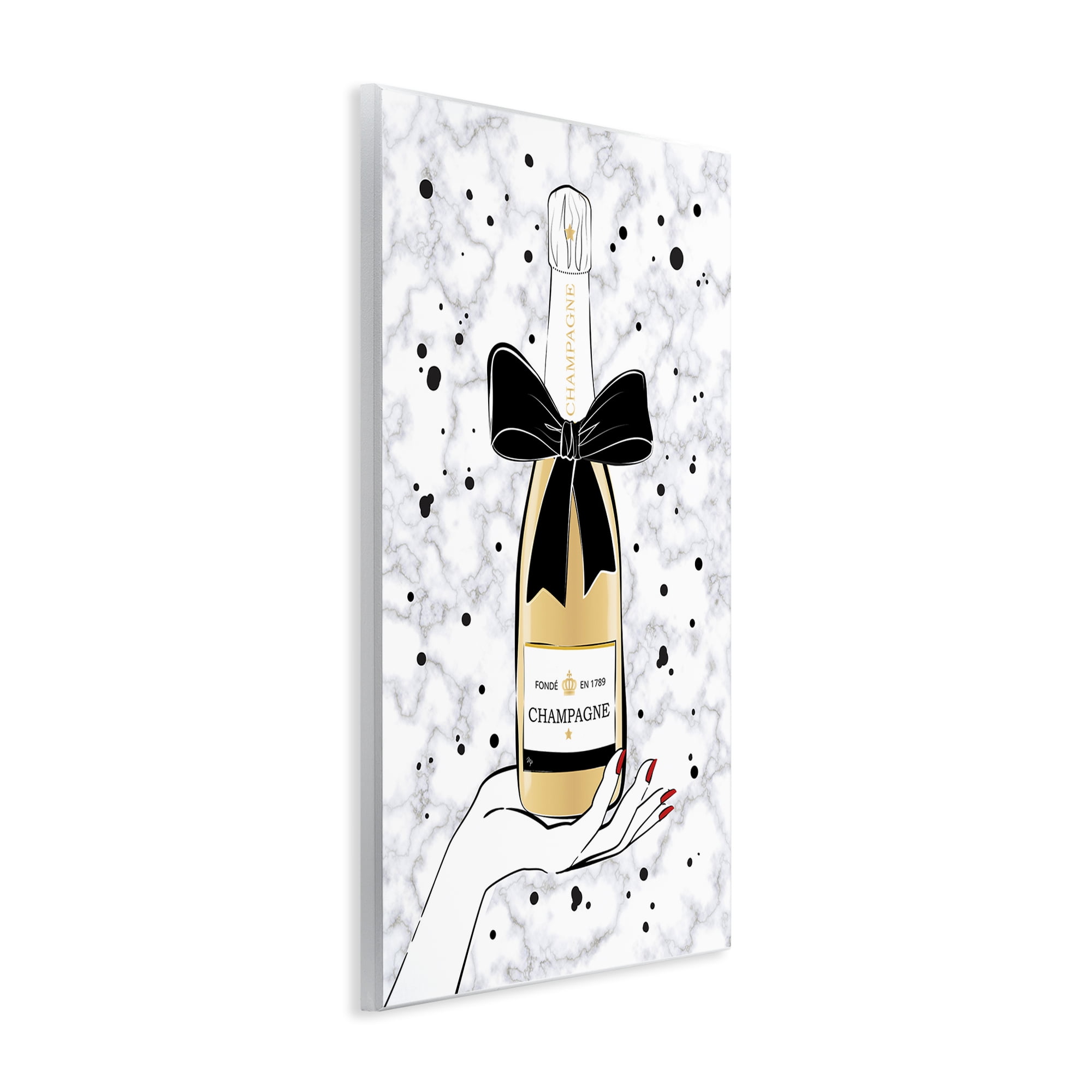 Stupell Industries Holding Champagne Bottle Food & Beverage Painting Unframed Art Print Wall Art, 10 x 15