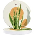 thumbnail image 1 of FMSHPON Minimalist Style Tropical Plant Leaves Set of 6 Car Coaster for Drinks, Absorbent Ceramic Stone Coasters Cup Mat with Cork Base for Home Kitchen Room Coffee Table Bar Decor, 1 of 5
