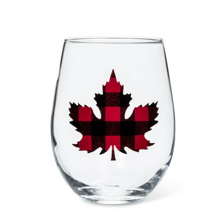 

Set of 12 Check Maple Leaf Stemless Wine Glass