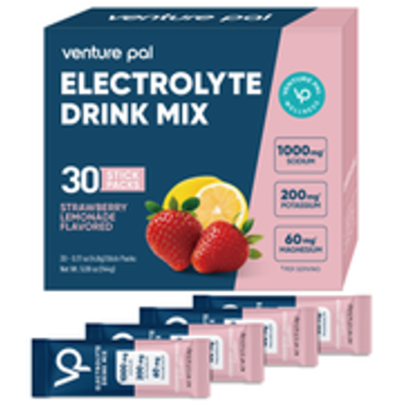 Venture Pal High Sodium Sugar Free Electrolytes Powder Packet - Hydration with Vitamin, Sodium & Potassium, Zero Calories, Vegan, Keto & Paleo Friendly Drink Mix
