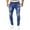 Blue, variant on Mens Jeans Men's Casual Jeans Solid Color Ripped Holes Frayed Gradient Washed Trousers Jeans Homme Dark Blue XL