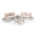 thumbnail image 3 of LAUSAINT HOME 6 Pieces Patio Furniture Set, Outdoor Metal Frame Patio Conversation Sets with Beige Cushions, 3 of 11