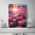 thumbnail image 2 of Mudket Pink Tulips on Beach Sunset Canvas Wall Art, Framed Ready to Hang, Romantic Floral Landscape Wall Decor for Living Room Bedroom Bathroom, Nature Flower Print - 12"L x 8"W, 2 of 10