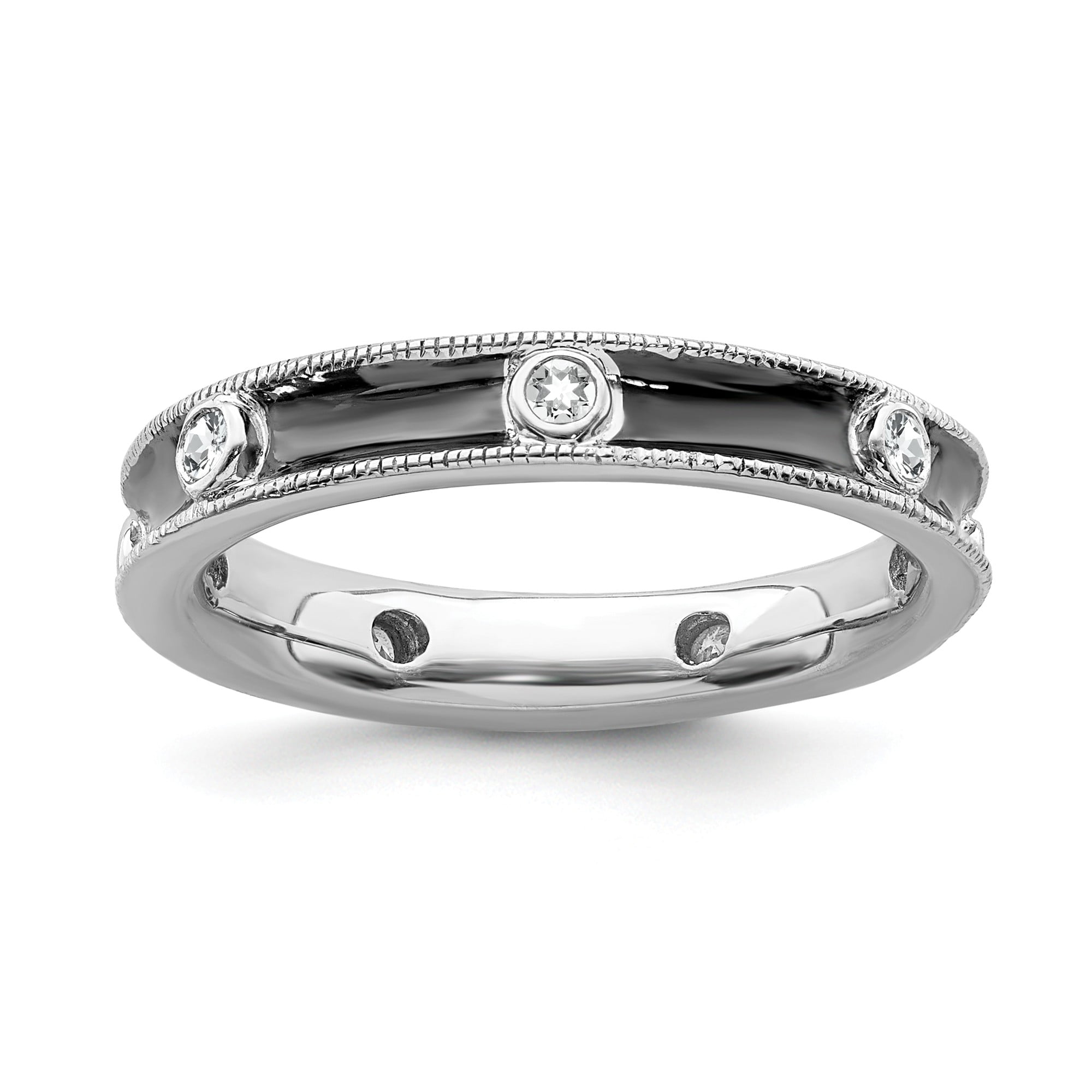 9 Size Sterling Silver Stackable Expressions Polished Diamond Ring Sterling Silver