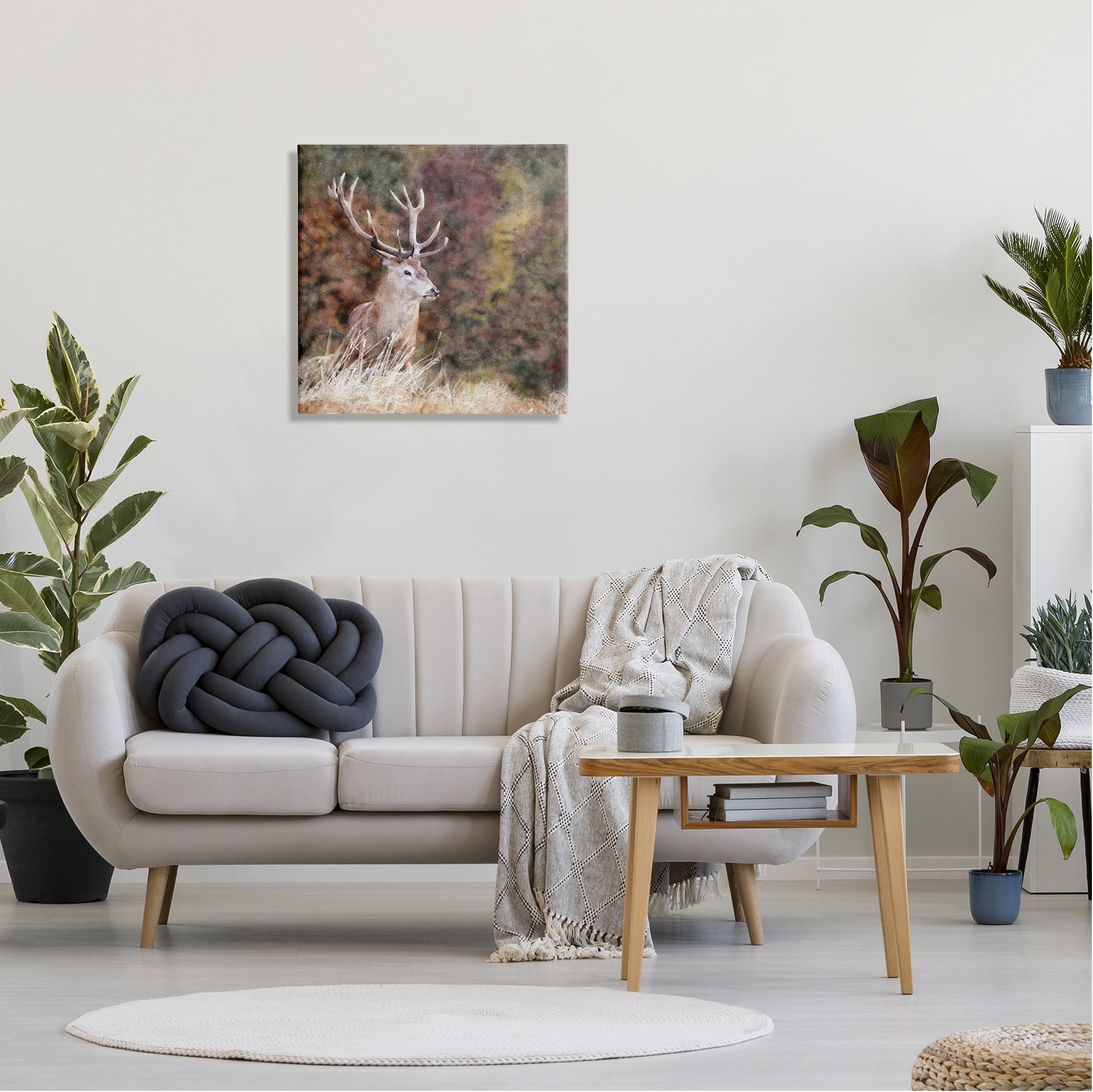 Stupell Industries Deer in Forest Nature Animals & Insects Painting Gallery Wrapped Canvas Print Wall Art, 24 x 24