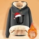 thumbnail image 2 of WILLBEST Sudadera de Mujer con Estampado de Letras Navideñas, Sudadera con Capucha de Lana Gruesa, Cálida para Invierno, Estilo Pullover Mediana, 2 of 4
