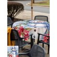 thumbnail image 4 of Outdoor Tablecloth with Umbrella Hole and Zipper, Blue Snowman Square Table Cloth 54x54 Inch Waterproof Tablecloth, Christmas Poinsettia Winter Snowflake Picnic Table Cover for Patio Camping, 4 of 7