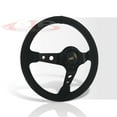 thumbnail image 4 of AJP Distributors JDM Sport Universal 350mm 14" All Black Suede 6 Bolts Holes Steering Wheel Blue Stitching Light Weight Aluminum Deep Dish Spokes + Horn Button Drifting Replacement, 4 of 5