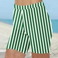 thumbnail image 2 of Uaswgudfs ​Striped Summer Lounge Shorts for Women - High Waist 4" Inseam Lightweight Comfort​ Green S, 2 of 5