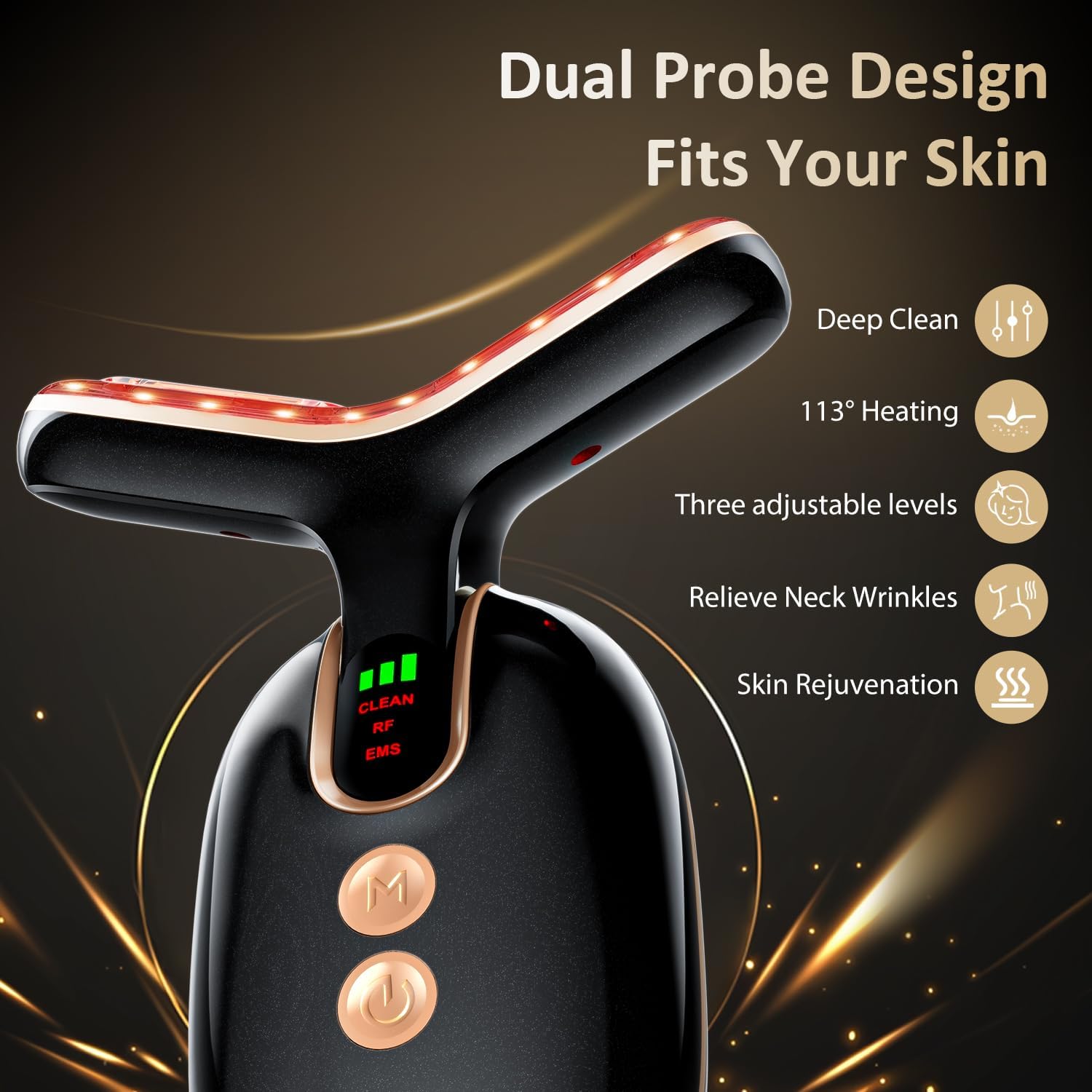 Facial Massager Red-Light-Therapy-for-Face, Neck Skin- Face Wand Tool, LED Facial Beauty Device Portable at-Home Face Tool for Skin Care