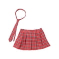 thumbnail image 2 of Eandarui Womens Plaid Pleated Mini Skater Skirt with Necktie High Waisted School Skirt Outfits Red 3XL, 2 of 7