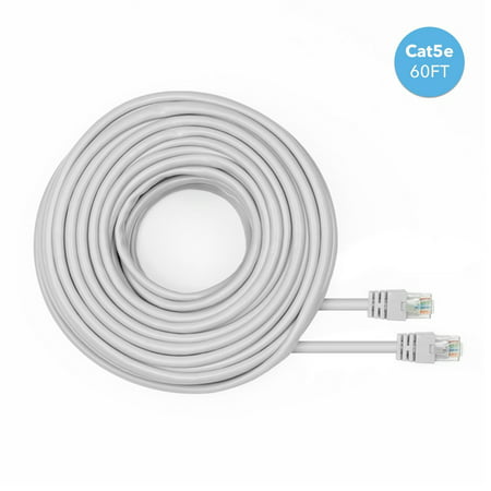 Amcrest Cat5e Cable 60ft Ethernet Cable Internet High Speed Network Cable for POE Security Cameras, Smart TV, PS4, Xbox One, Router, Laptop, Computer, (Best Way To Check Internet Speed)