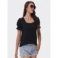 thumbnail image 6 of Tops for Women Summer Casual Ruffle Trim Sleeve Square Neck T Shirts, 6 of 6