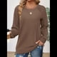 thumbnail image 5 of Sudaderas para Mujer, Suéteres de Cuello Redondo con Mangas de Punto , Moda 2025 Marrón Oscuro L, 5 of 8